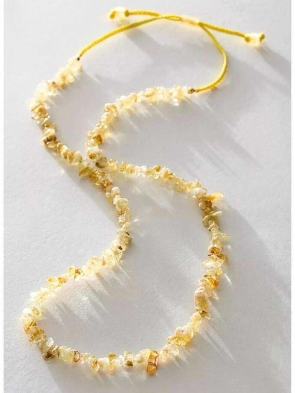 Free People Bohemian Single Strand Crystal Beaded Necklace Yellow NWT